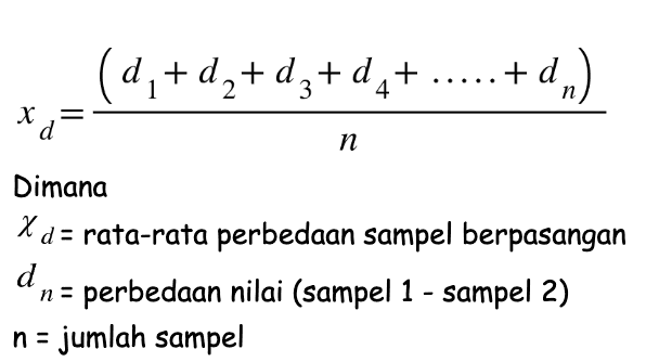 rata-rata perbedaan sampel berpasangan