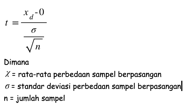 rumus uji t berpasangan