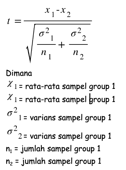 rumus uji t berpasangan